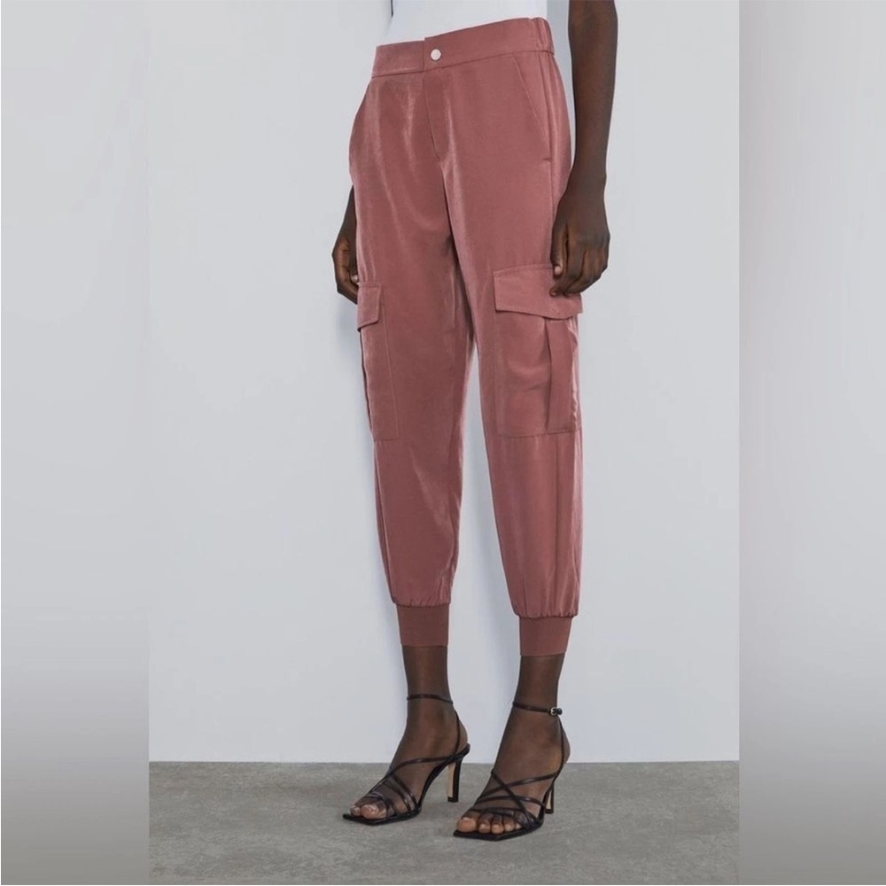 Zara Women’s Pull On Cargo Pants Dusty Rose Size Medium